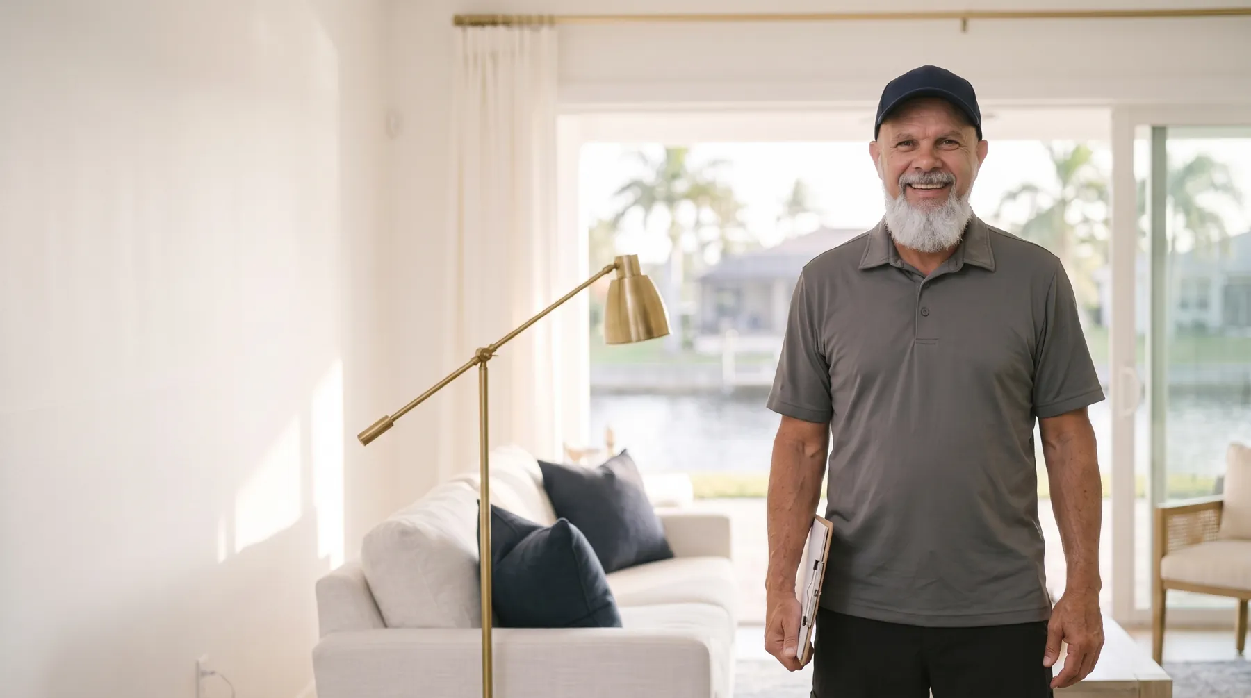 Jimmy Duran standing in a bright Florida living room